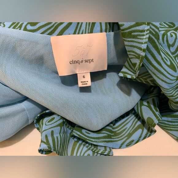 Cinq à Sept Rayner Dress Ruffle Blue Printed Halter Midi Cocktail Party Size - Picture 8 of 8